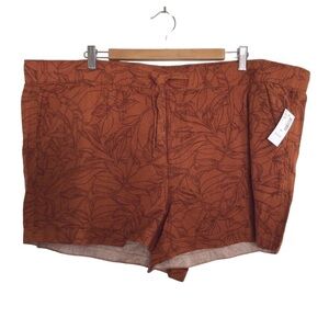 𝅺reitmans safari linen shorts leafs pattern 2 tones cognac Plus size  size 22